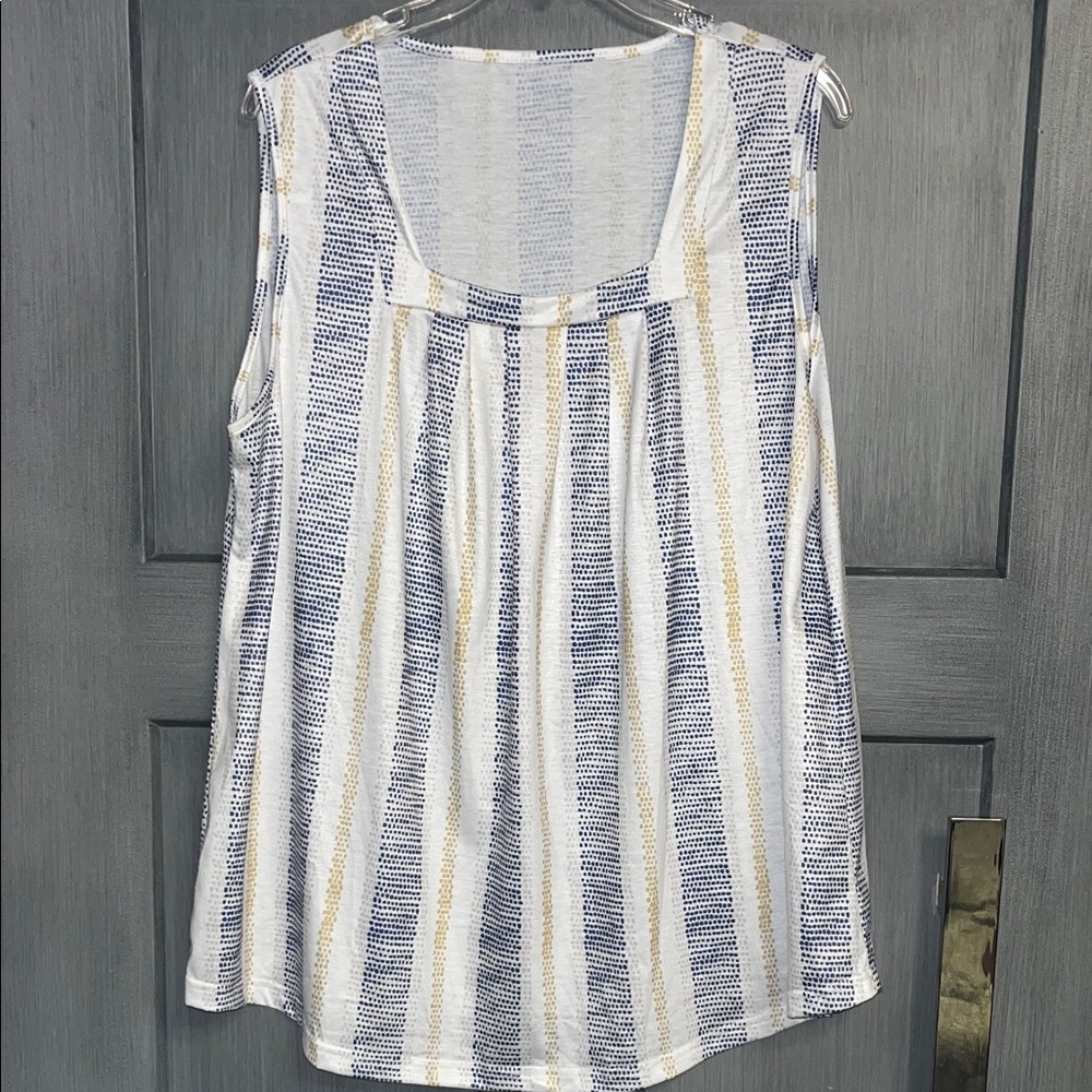 Amazon Women's Striped Tank Top - Navy, White, and Gold